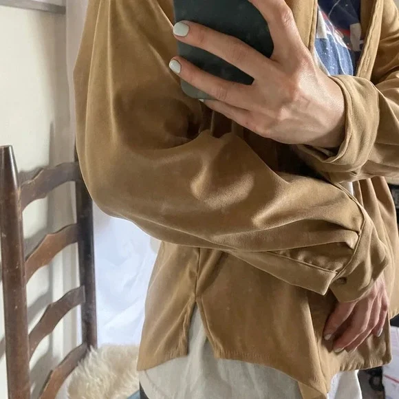 Vintage White Stag button down Shirt Jacket shacket Tan with Stretch - Picture 6 of 9